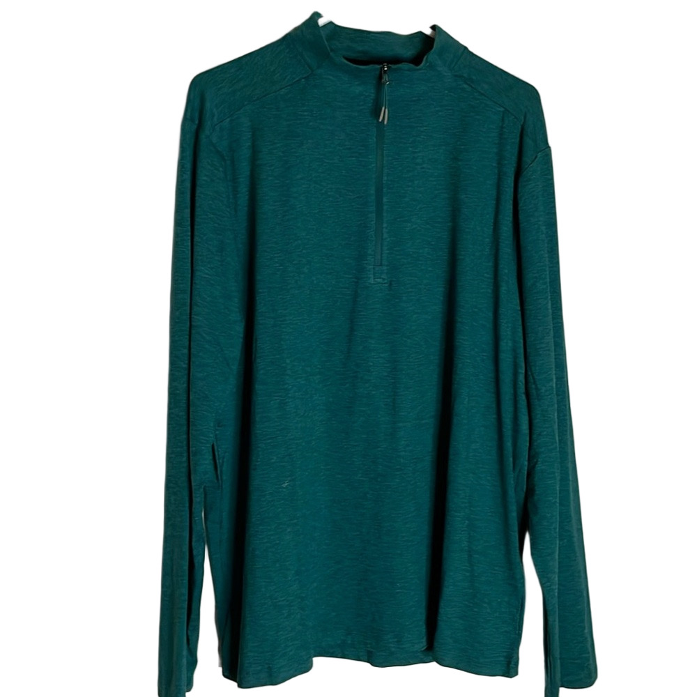 ATHLETIC WORKS Mock Neck Quarter Zip Pullover, Men’s XL, Teal